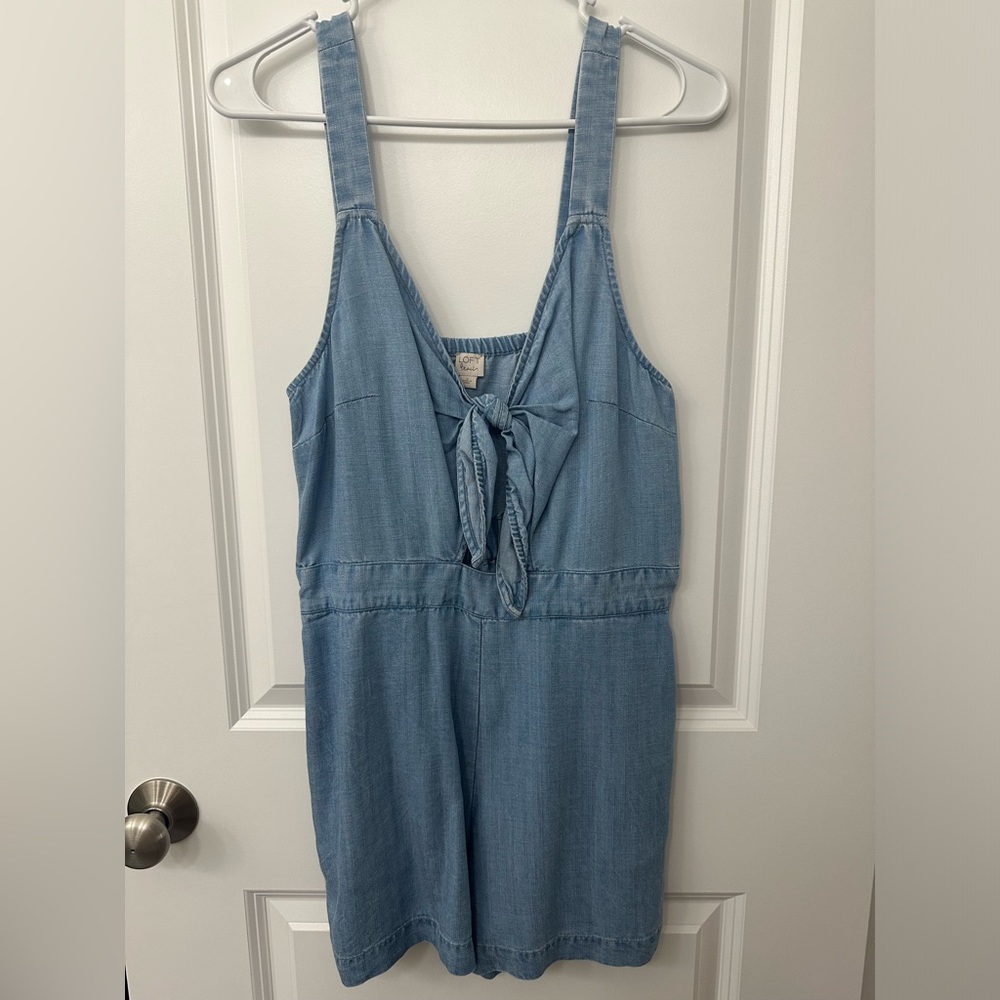 Loft Beach Denim Tie Front Romper